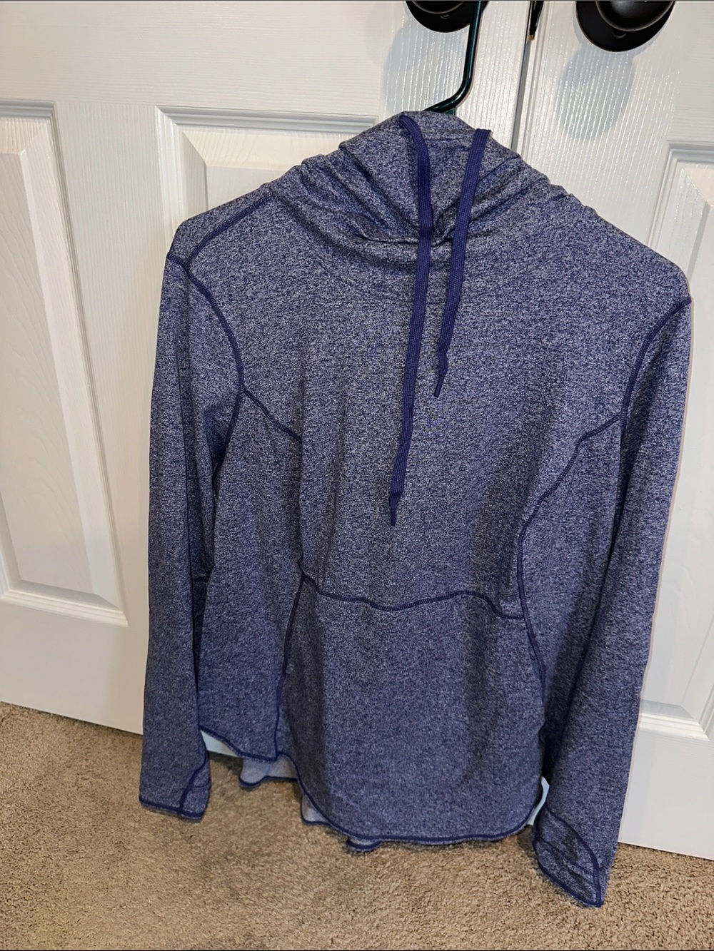 Zella Heathered Navy Blue Hooded Pullover